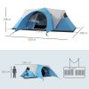 Outsunny 5-6 Man Camping Tent, 3000mm Waterproof Family Tent with Porch and Sewn in Groundsheet, Portable with Bag, for Fishing Hiking Festival, Blue