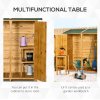 Outsunny Small Shed, Wooden Garden Shed with Flexible Table, Hooks and Ground Nails, Lockable Tool Shed with Asphalt Roof, 140 x 75 x 157cm, Natural