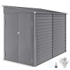 Outsunny 5 x 9ft Galvanised Metal Garden Shed with Foundation Kit, Outdoor Lean-to Shed, Tool Storage House with Lockable Doors, Gloves and 2 Air Vents for Patio, Garden, Grey