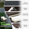 Outsunny Rattan Garden Daybed, Assembled Double Sun Lounger with 5-Level Adjustable Back, Storage Ottoman, Cushions, Pillows and Retractable Trays, Outdoor Loveseat Sofa Bed for Patio, Brown