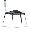 Outsunny 3 M x 3 M Base/ 2.5 M x 2.5 M Top Pop Up Gazebo, 2 Person Setup Instant with Carry Bag, Height Adjustable Slant Leg Party Tent Instant Event Shelter for Garden, Patio, Black