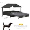 PawHut Rattan Dog House, Extendable Outdoor Wicker Dog Bed w/ Water-Resistant Roof, Removable Cushion, for Small and Medium Dogs - Grey