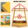 AIYAPLAY Wooden Kids Sandpit, Boat Sandbox with Canopy, Seats, Rudder & Non-woven Fabric Bottom Liner, Outdoor Sand Pit for Children 3-8 Years, for Garden, Grass, Beach, Yellow