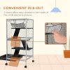 PawHut Small Animal Cage with Wheels Pet Home for Chinchillas Ferrets Kittens, with Hammock, 4 Platforms, Removable Tray, Light Grey