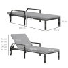 Outsunny Outdoor PE Rattan Sun Lounger, 5-Level Adjustable Backrest Wicker Outdoor Chaise Recliner, Garden Chair with 2 Wheels, Grey