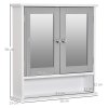 kleankin Mirror Cabinet Wall Mounted with Double Mirrored Doors, Hanging Cabinet with Cupboard and Shelf, Bathroom Wall Storage Organiser