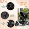 HOMCOM Baby Stroller Pushchairs 2 in 1 Lightweight Travel Pram Buggy Foldable with Reversible Seat, Fully Reclining Backrest, from 0 to 3 Years, 0 to15kg - Black