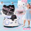 AIYAPLAY Hello Kitty Licensed Kids Bumper Car with Remote Control, 360° Rotation Spin Electric Ride On Waltzer Car with Dual Joysticks, Music, Lights, Safety Belt, for 1.5-5 Years Old, White