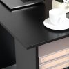 HOMCOM Computer Desk, Writing Table, PC Workstation with 3 Storage Shelves and Drawers, Black Handle, for Home Office