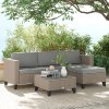 Outsunny 5 Pieces PE Rattan Garden Furniture Set, 4 Seater Garden Corner Sofa Set with Glass Coffee Table, Wicker Outdoor Furniture Set with Cushions for Patio Deck, Brown