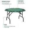 HOMCOM 8 Player Folding Games Poker Table with Chip Cup Holder Steel Base Felt Top Octagon Blackjack Green