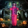 Outsunny 5.7ft/175 cm Life Size Halloween Animated Clown & Balloon with Red Light Up Eyes, Sound Activated Moving Body, Scary Clown Halloween Decorations, Battery Operated, Indoor Party Props