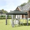 Outsunny 3(m) x 3(m) Garden Gazebo, Double Roof Outdoor Gazebo Canopy Shelter with Netting, Solid Steel Frame, for Garden, Lawn and Deck, Grey