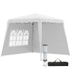Outsunny 2.4 x 2.4m Pop Up Gazebo Canopy Tent with 2 Sidewalls and Carry Bag, Height Adjustable, UV50+ Party Tent Event Shelter for Garden, Patio, White