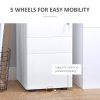 Vinsetto 3-Drawer Mobile Filing Cabinet, Steel Lockable File Cabinet for A4, Legal, Letter, Compact Under Desk Storage Unit with Pre-Assembled Body Except Wheels for Home Office, 39 x 48 x 59cm, White