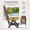 Outsunny 2 Pieces Outdoor Folding Dining Chair, PE Rattan Chair with Armrests, High Backrest, for Garden, Camping, Balcony, Porch, Brown