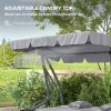 Outsunny 2-in-1 Garden Swing Seat Bed, 3 Seater Convertible Swing Chair Bench with Tilting Canopy, Cushioned Seat and 2 Pillows for Patio, Garden, Light Grey