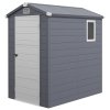Outsunny 4 x 6ft Plastic Garden Storage Shed with Ventilation Slots and Lockable Door, Polypropylene Outdoor Storage Tool House with Foundation Kit, Grey
