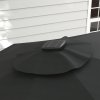 Outsunny 3(m) Cantilever Roma Parasol Adjustable Garden Sun Umbrella with LED Solar Light, Aluminium Frame, Tilt & Crank, UV50+, Cross Base Rotating Outdoor- Dark Grey