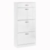HOMCOM Shoe Cabinet with 3 Flip Drawers, High Gloss Shoe Storage Cabinet with Top Drawer and Adjustable Shelves, Shoe Cupboard for 18 Pairs