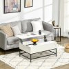 HOMCOM Lift Top Coffee Table, Lifting Coffee Table with Hidden Storage Compartment and Metal Legs, for Living Room, Faux Marble White