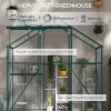 Outsunny 6 x 2.5ft Polycarbonate Greenhouse, Walk-In Green House with Sliding Door, 5-Level Roof Vent, Rain Gutter, Garden Plants Grow House with Aluminium Frame and Foundation, Green
