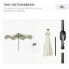 Outsunny 3(m) Garden Parasol Umbrella with 32 Solar LED Lights and Tilt, Outdoor Market Table Umbrella Sun Shade Canopy with Crank, 8 Ribs, Cream White