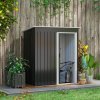 Outsunny 5 x 3ft Garden Storage Shed with Sliding Door and Sloped Roof, Lean to Outdoor Equipment Tool Shed for Garden, Black