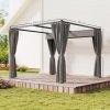 Outsunny 3 x 3(m) Pergola with Retractable Roof Canopy and Curtains, Metal Frame Garden Gazebo Outdoor Sun Shade Shelter for Grill, Patio, Deck, Light Grey