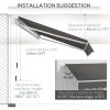 Outsunny 4x2.5m Retractable Manual Awning Window Door Sun Shade Canopy with Fittings and Crank Handle