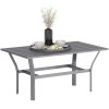 Outsunny Metal Garden Coffee Table, Rectangular Outdoor Side Table with Slatted Tabletop, Foot Pads for Outside, Garden, Balcony, Porch, 91.5 x 55 x 45cm, Dark Grey
