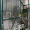 Outsunny 6 x 2.5ft Polycarbonate Greenhouse, Walk-In Green House with Sliding Door, 5-Level Roof Vent, Rain Gutter, Garden Plants Grow House with Aluminium Frame and Foundation, Green