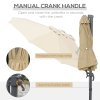 Outsunny 4.5m Patio Cantilever Roma Parasol, Large Double-Sided Rectangular Garden Umbrella with Crank Handle, 360 degrees Cross Base for Bench, Outdoor, Khaki