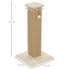 PawHut Cat Scratching Post for Indoor Cats, 81cm Cat Scratcher, Vertical Full Scratcher with Natural Jute Rope, Hanging Ball and Soft Plush, Beige