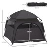 PawHut Foldable Dog Cat Tent, Portable Pet Playpen with Water-Resistant Oxford Cloth, Carry Bag, Exercise Tent for Extra Large Dog, Cat, Indoor Outdoor Use, Charcoal Grey