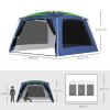 Outsunny 5-8 Person Camping Tent, Portable Dome Tent, Outdoor Screen House Sun Shelter, 360x355x215cm - Dark Blue/Green