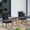 Outsunny 2 Pieces PE Rattan Garden Chairs with Cushion, Patio Wicker Dining Chairs with Backrest for Patio, Deck, Garden, Black