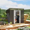 Outsunny 6.5 x 4FT Galvanised Metal Garden Shed with Foundation Kit, Lockable Tool Storage House with Double Sliding Doors and 2 Vents, Grey