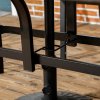 Outsunny Garden Table with Parasol Hole, Outdoor Garden Dining Table with Wood Grain Tabletop and Steel Frame for Patio, Deck, Balcony, Brown, 150 x 96 x 73cm