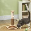 PawHut Cat Scratching Post, 49cm Cat Scratcher with Sisal Post, Interactive Track Ball Toy, Self Grooming Brush, Hanging Toy Ball, Feather, 5 in 1 Small Kitten Cat Scratch post, Oak Tone