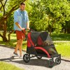 PawHut Dog Stroller, Easy Folding Pet Stroller for Large Dogs, Puppy Pram Pet Pushchair with 4 Big Wheels, Shock-Absorbing Frame, Safety Leashes, Brakes, Red/Black