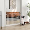 PawHut Dog Gate Wide Stair Gate w/ Door Pressure Fit Pets Barrier for Doorway, Hallway, 76H x 75-115W cm - White