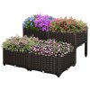 Outsunny Set of 4 26L Garden Raised Bed Elevated Patio Flower Plant Planter Box PP Vegetables Planting Container, Brown