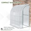 Outsunny Walk-In Lean to Wall Greenhouse with Windows and Doors, Outdoor Green House with 3 Tiers 4 Wired Shelves, 200L x 100W x 215Hcm, White