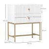 HOMCOM Bedside Table with 2 Drawers, Modern Bedside Cabinet with Storage and Metal Legs for Bedroom, Living Room, White