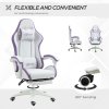 Vinsetto Computer Gaming Chair, PU Leather Office Desk Chair with Footrest, Swivel Wheels, 135?? Reclining Back, Lumbar Support, Headrest for Home, White and Purple