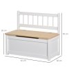 HOMCOM 2 In 1 Wooden Toy Box, Kids Seat Bench Storage Chest Cabinet Organiser w/ Safety Pneumatic Rod, 60 x 30 x 50cm - White