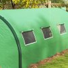 Outsunny 6 x 3(m) Walk-in Polytunnel Greenhouse with Upgraded Structure, 2 Hinged Doors, 8 Mesh Windows, Tunnel Warm House Tent with UV-resistant PE Cover, Green