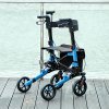 HOMCOM Folding Rollator Walker with Seat, Backrest, Lightweight Walking Frame with Storage Bag, Dual Brakes, Adjustable Handle Height, Suspension System, 4 Wheeled Walker for Seniors