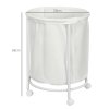 HOMCOM 100L Rolling Laundry Basket on Wheels, 50cm Round Laundry Hamper with Removable Bag and Steel Frame for Bedroom, Bathroom, Laundry Room, Cream White
